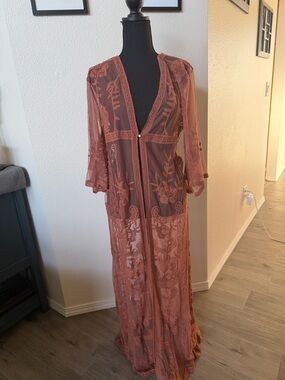 Blue Rain vintage Sheer Lace Kimono